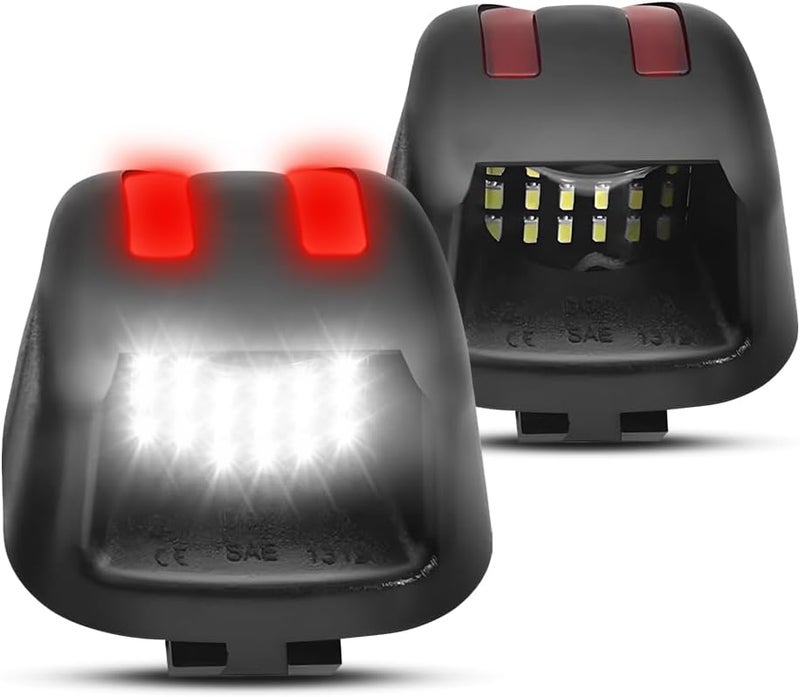 LESAUCE LED License Plate Light For Nissan Frontier Armada Titan Xterra, Suzuki Equator Pickup Truck, 18 SMD 6500K White Red U-shaped Tag Light, Pack of 2 - Image 1